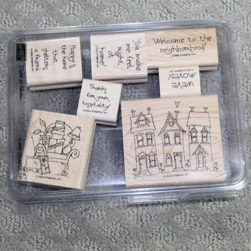 NWOT Stampin' Up Set of 7 Right At Home 2004 Stamps - Mounted